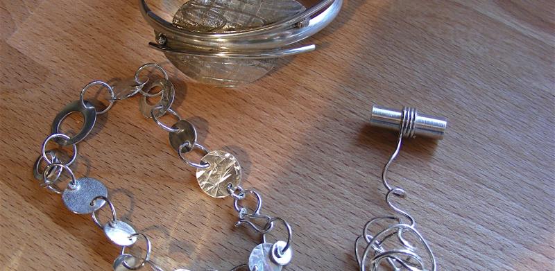 Bracelets and wire pendant