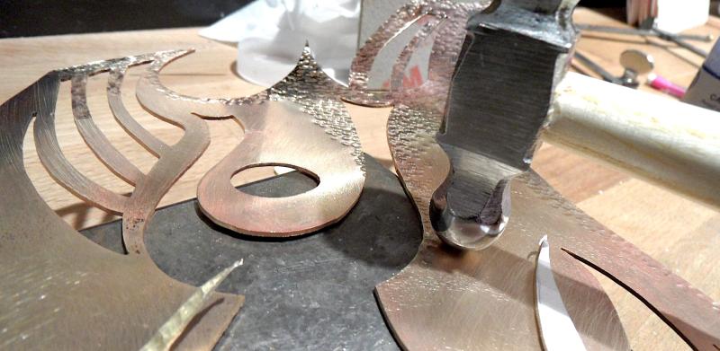 Beginning to add the hammered texture