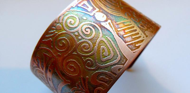 A finished etched bracelet