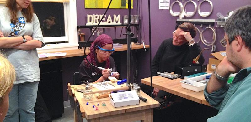 Mawadda demonstrates wax carving with the flexi-shaft