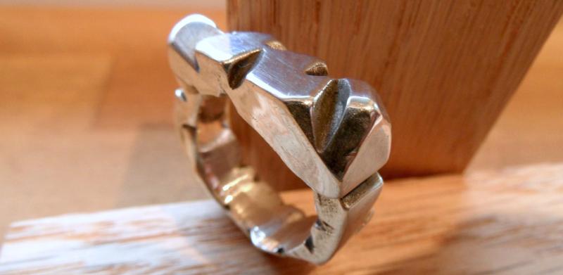 Cast silver ring