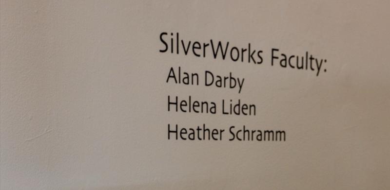 Jewelry display in glass case.