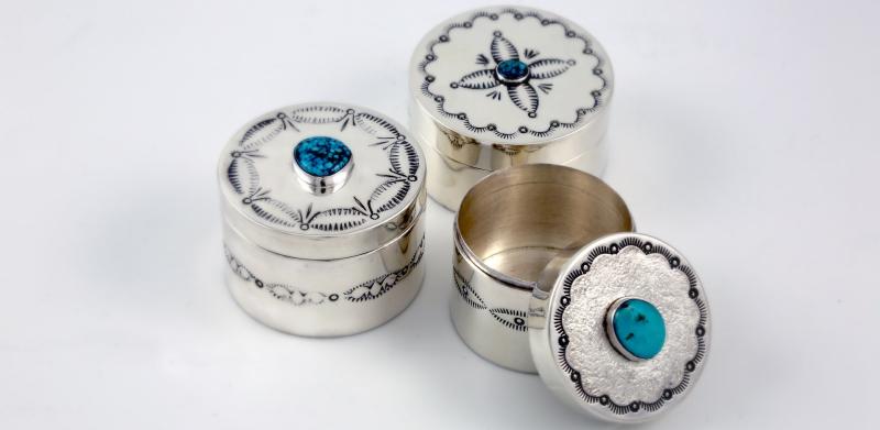 Sterling Silver boxes with blue stones