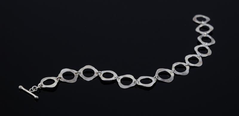 A silver bracelet