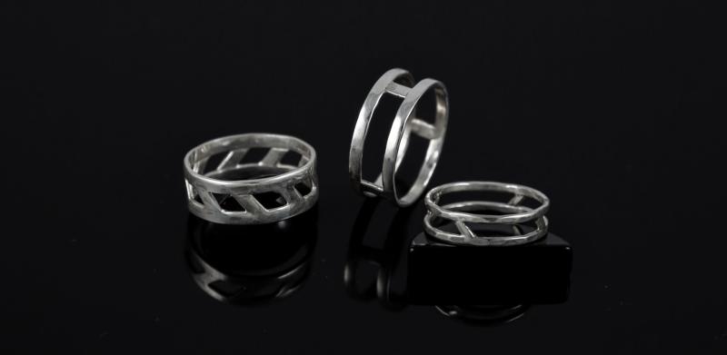 Three silver rings