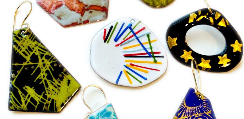 Enameled earrings