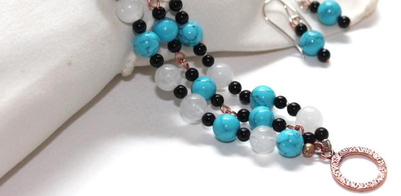 Blue, white and black beaded jewelry
