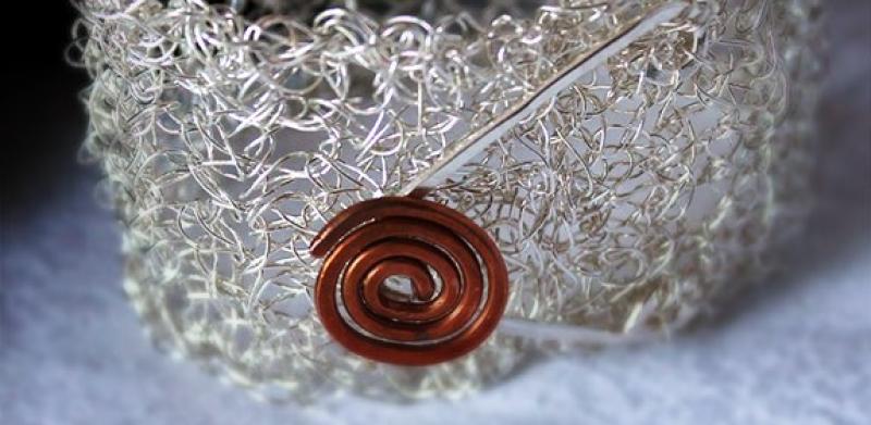 Crocheted silver bracelet