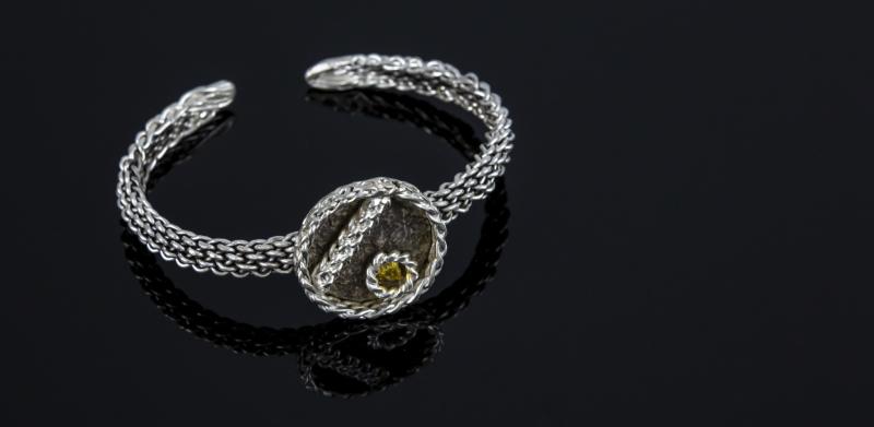 Woven silver bracelet