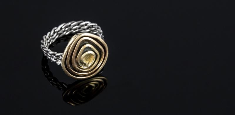 Woven silver ring