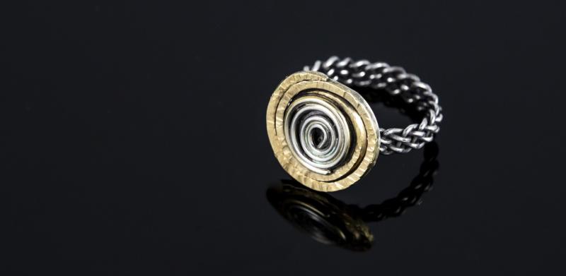 Woven silver ring