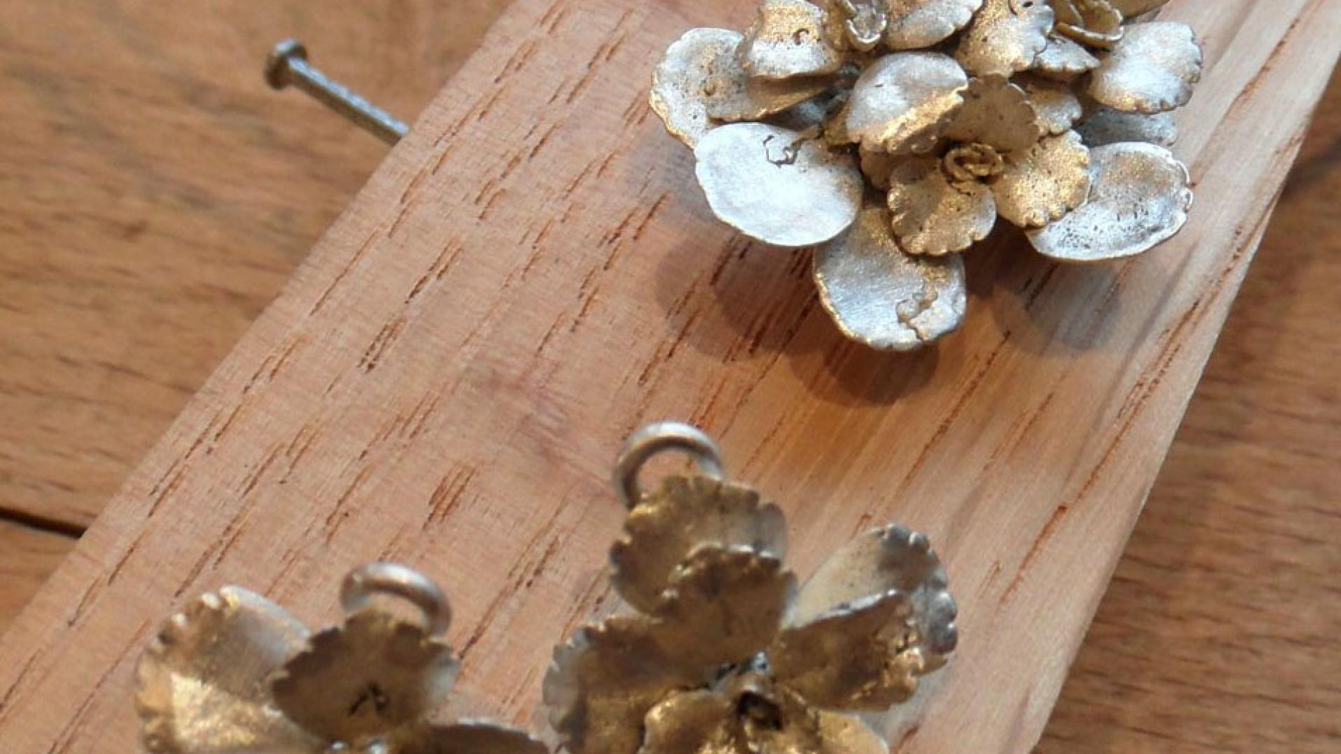 Kristi's pendant and earrings made from a succulent burned out directly