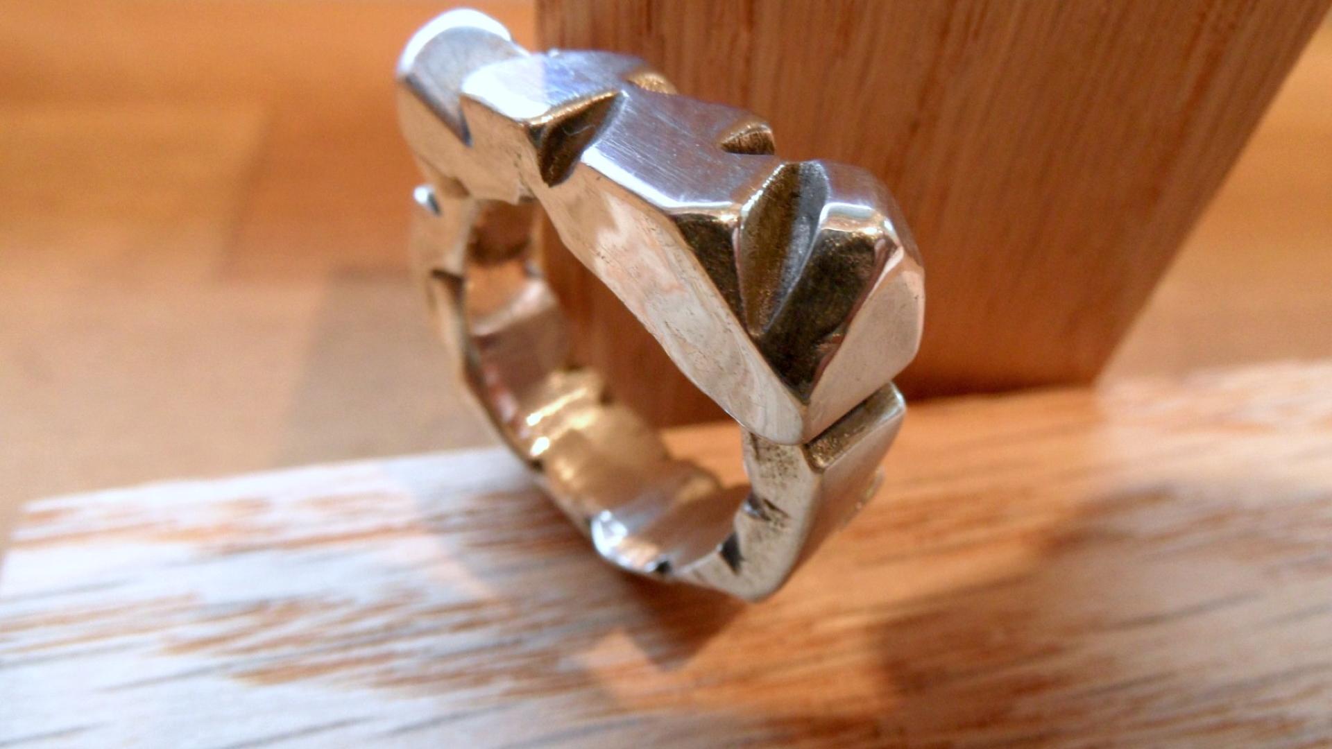Cast silver ring
