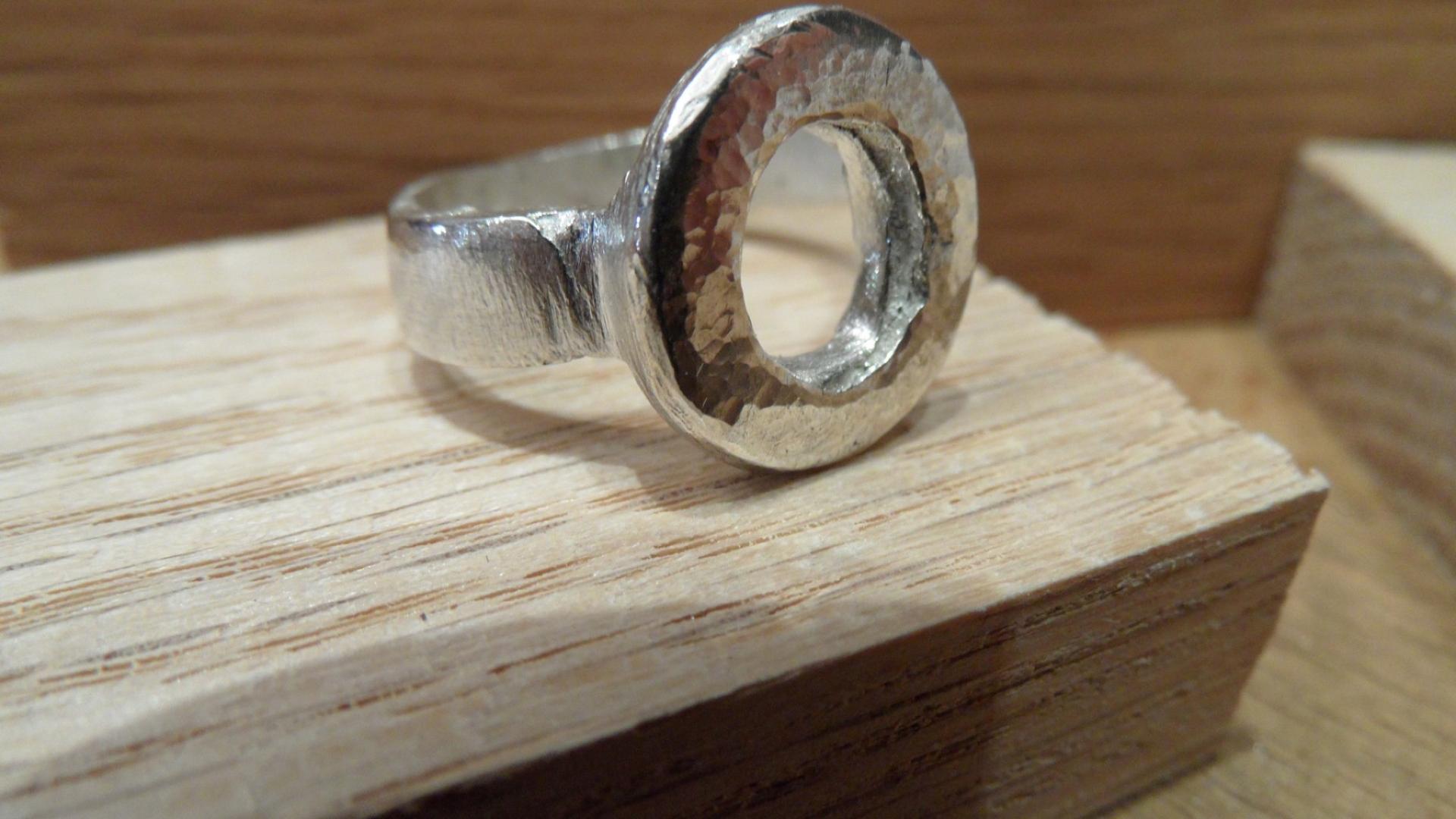 Cast silver ring