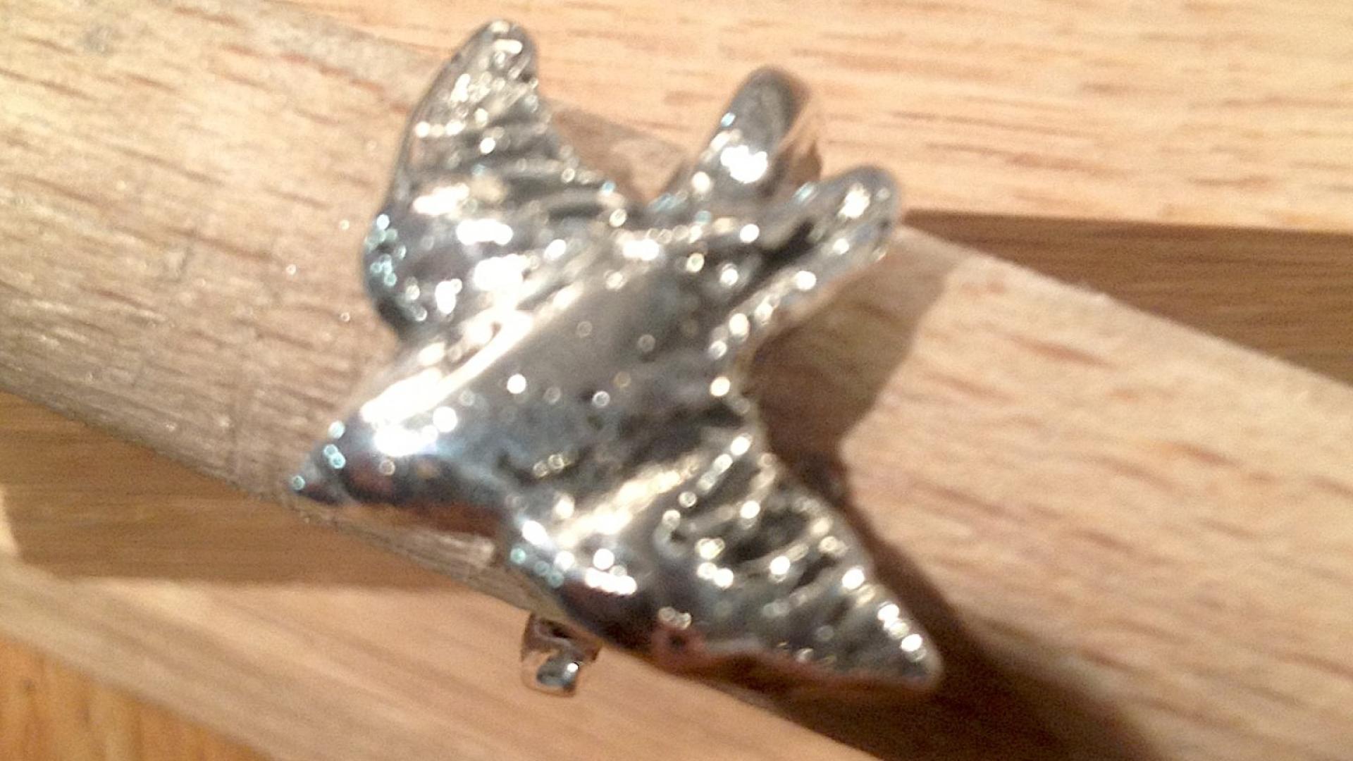 Cast silver bird ring