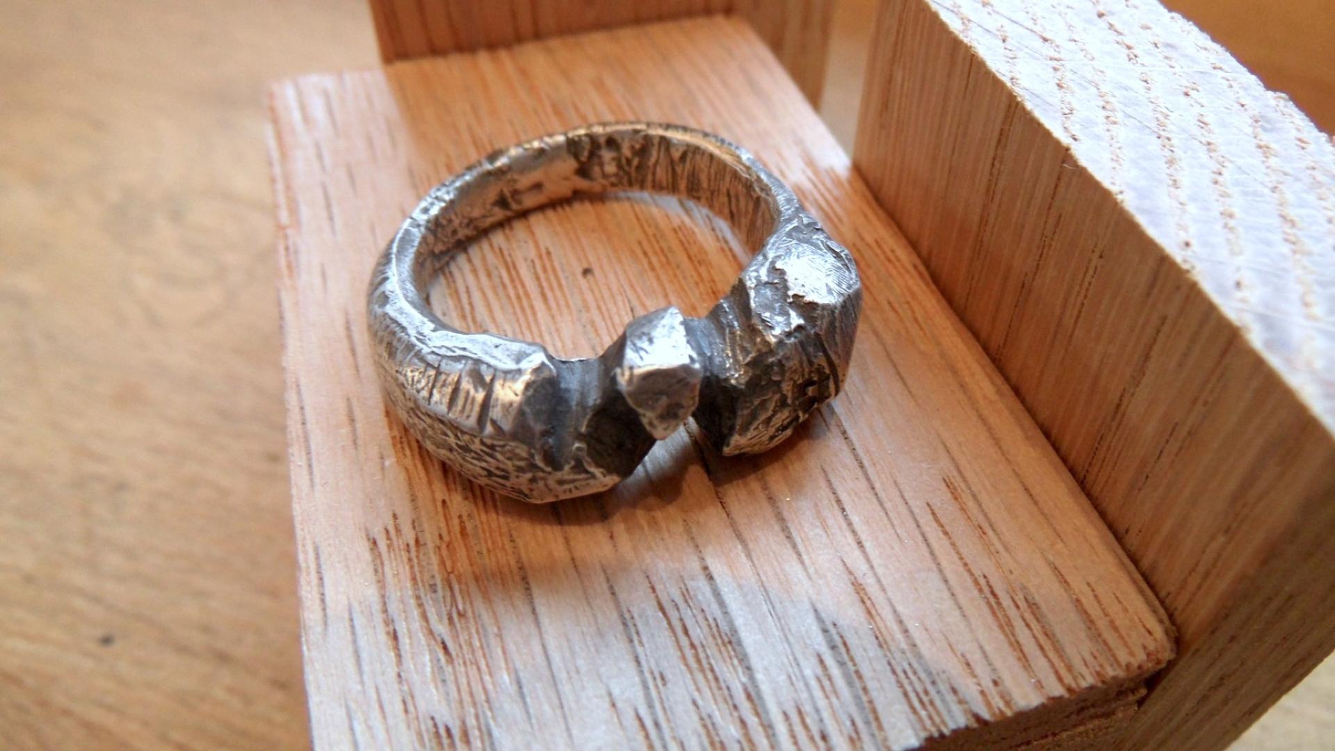 Cast silver ring
