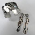sand blasted sterling silver earrings and bracelet