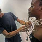 louis positioning piece on model giselle