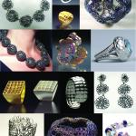 A collage of photos featuring various intricately designed jewelry, including rings, necklaces, and bracelets.